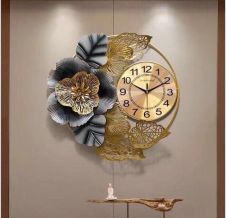 Đồng hồ khung vòng hoa lá vàng